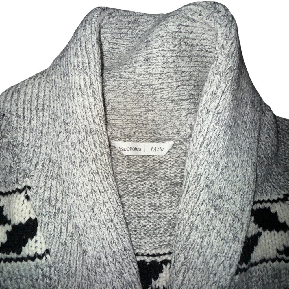 Woman's M Elk Deer Cottagecore Cowichan‎ Cardigan Knit Sweater Aztec - Picture 2 of 9